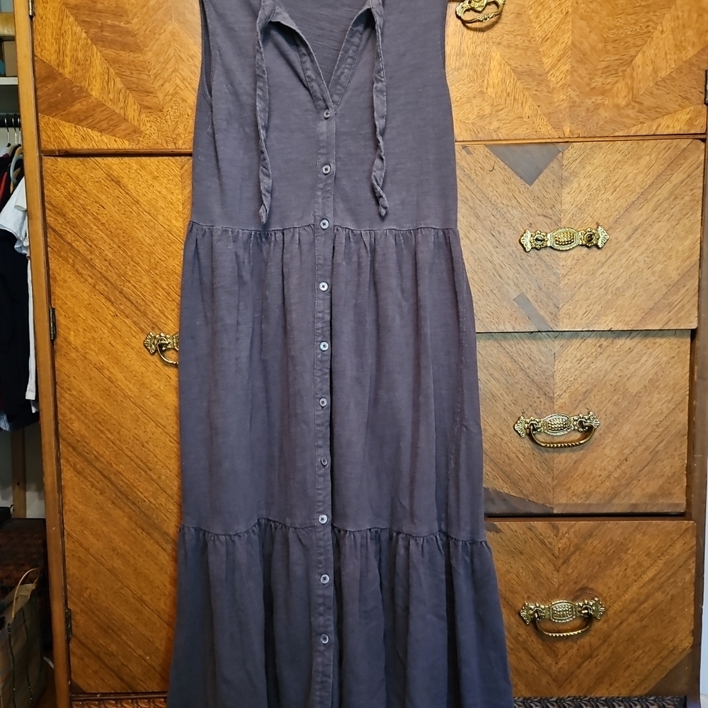 Anthropologie Folk by Hansel from Basel Grey Sleeveless Midi Dress Size Small